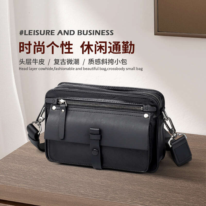 Luxury Bag Designer New Genuine Leather Horizontal Casual Niche Crossbody Fashion Commuter Top Layer Cowhide Men S Shoulder Bag