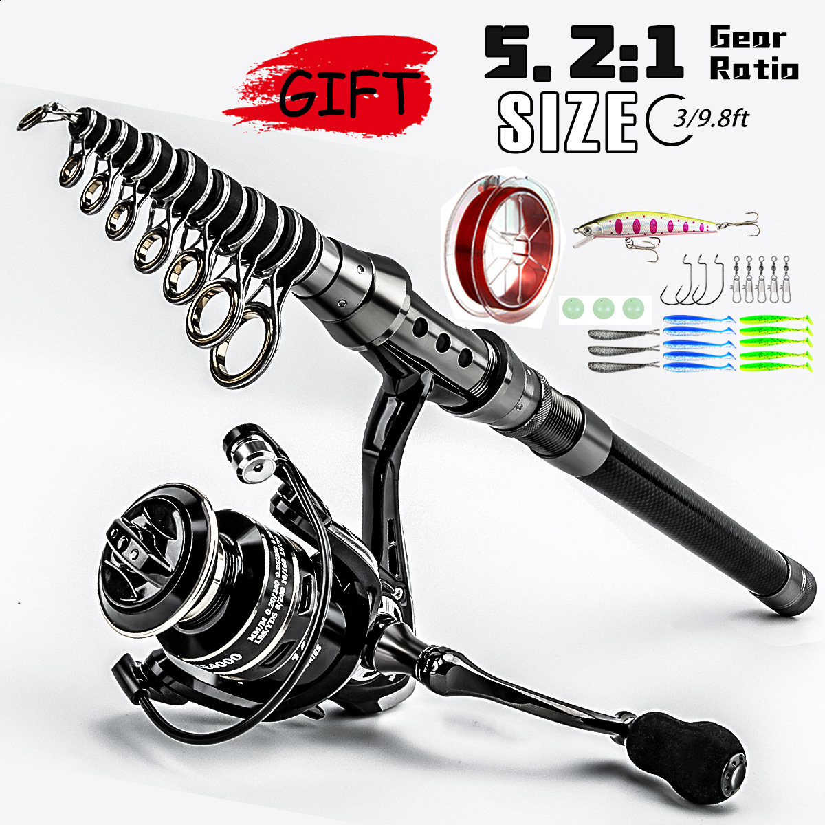 Fishing Accessories Spinning Rod Combo 15m24m Carbon Fiber and 20003000 Reel Telescopic Pole Kit Pesca 231213