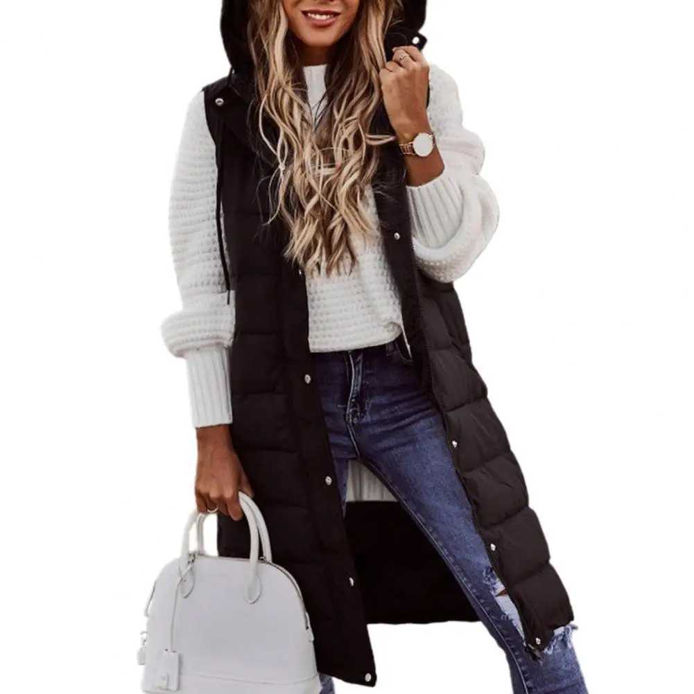 2023 Winter Vest Womens Down Cotton Jacket Womens Warm Sleeveless Casual Hooded Vest Zipper Vest JacketT251128
