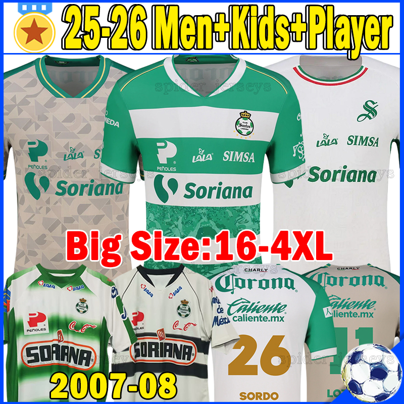 XXXL 4XL 25 26 Club Santos Laguna liga mx Soccer Jerseys Retro 2007 08 SORDO DAJOME 2025 2026 ALDO LOPEZ LOZANO OCEJO AQUINO Player Verison Football Shirts Men kids kits