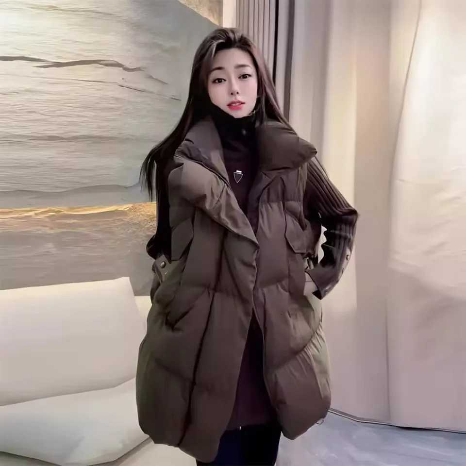 Fashion Stand-up Collar Casual Down Sleeveless Vest Autumn Winter New Korean Womens Vintage Warm Cotton WaistcoatT251128