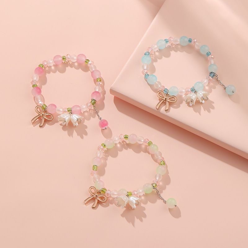 New Simple Beads Crystal Bracelet For Women Girls Korean ins Flower Fox Feather Tassel Bracelets Best Friend Jewelry Gifts 2025