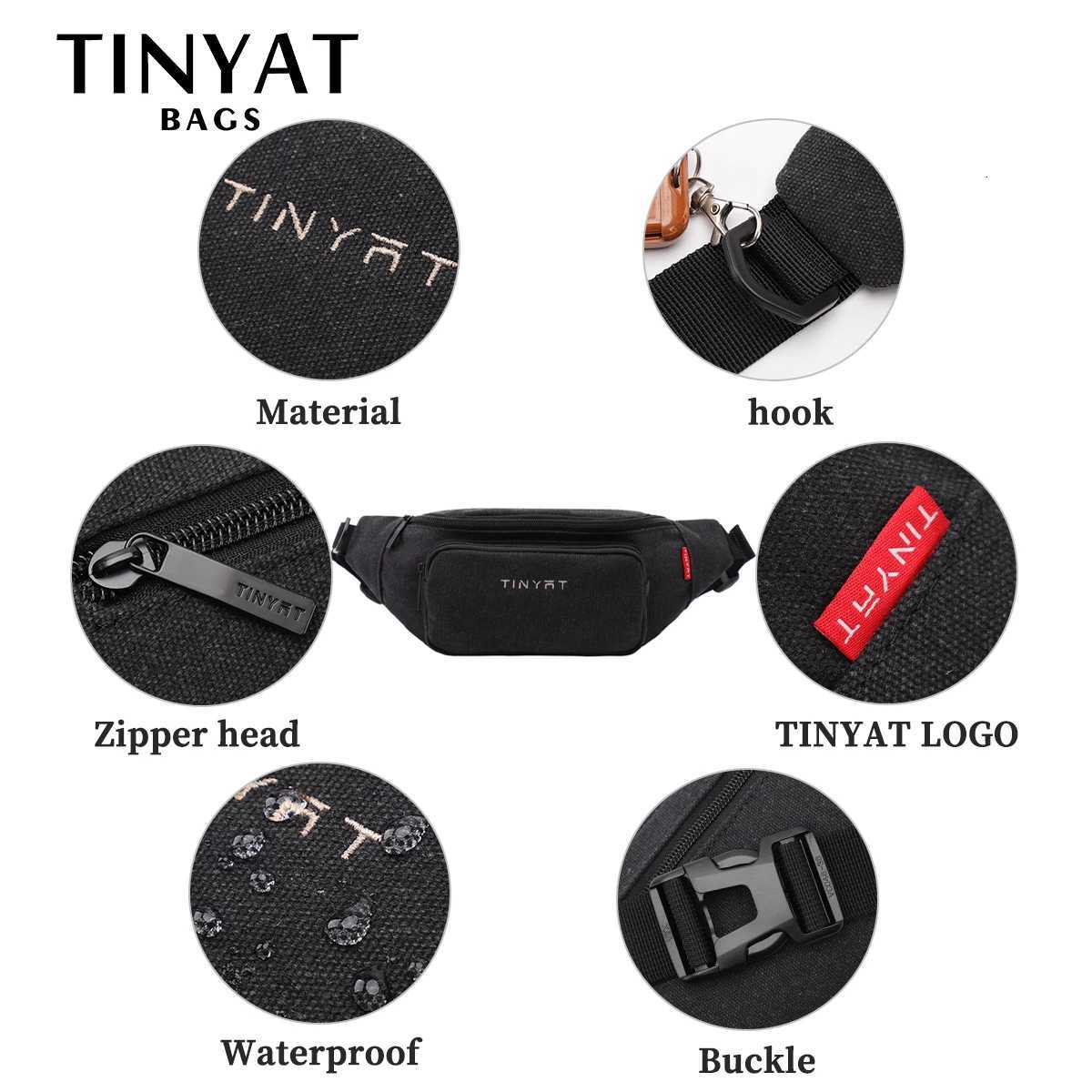 TINYAT Mens Waist Pack Bag Casual Man Canvas Shoulder Fanny Packs Women Belt Bag Pouch For Money Phone Banana Bum Gym BagT251128
