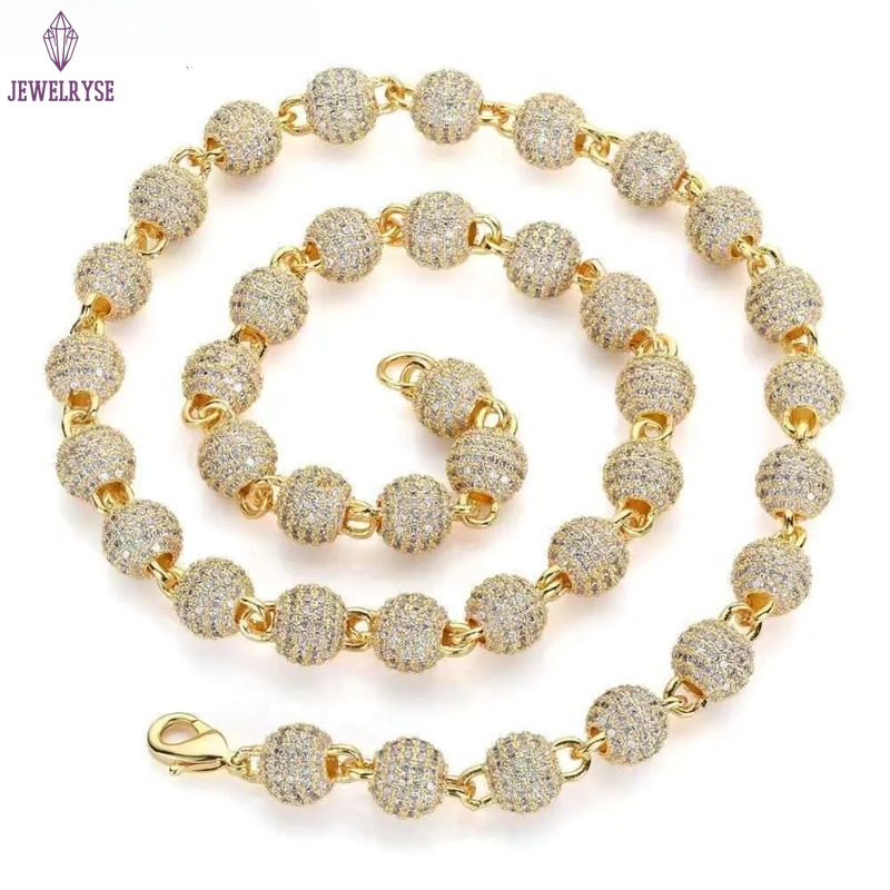 necklace moissanite chain Factory Wholesale Ball 925 Sterling Silver Iced Out VVS Diamond Cuban Link Hip Hop