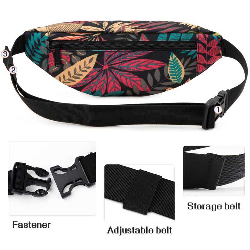 TINYAT Men Fashion Leaf Pattern Multi-functional Waterproof Outdoor Riding Sports Waist Pack Chest Bags Daily useT251128