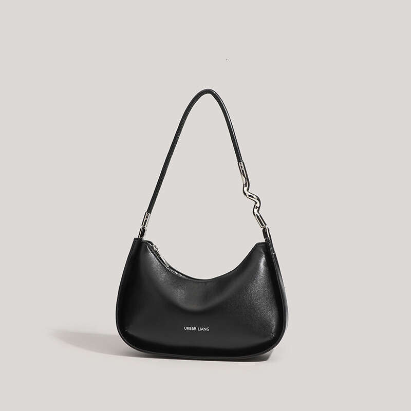 2025 New Simple Black Underarm French Style High-End Niche Versatile Shoulder Baguette Bag Fashion Handbag