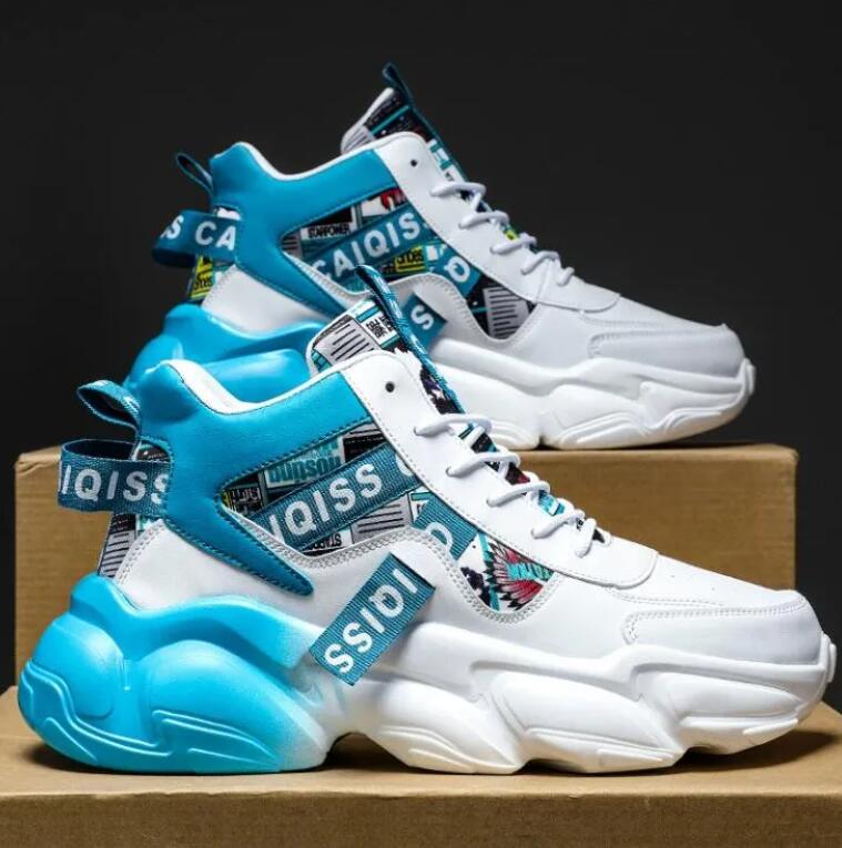 Autumn men's shoes summer high school basketball sports running shoes for teenagers casual high cut thick soled dad sneakers Z 11.4-5