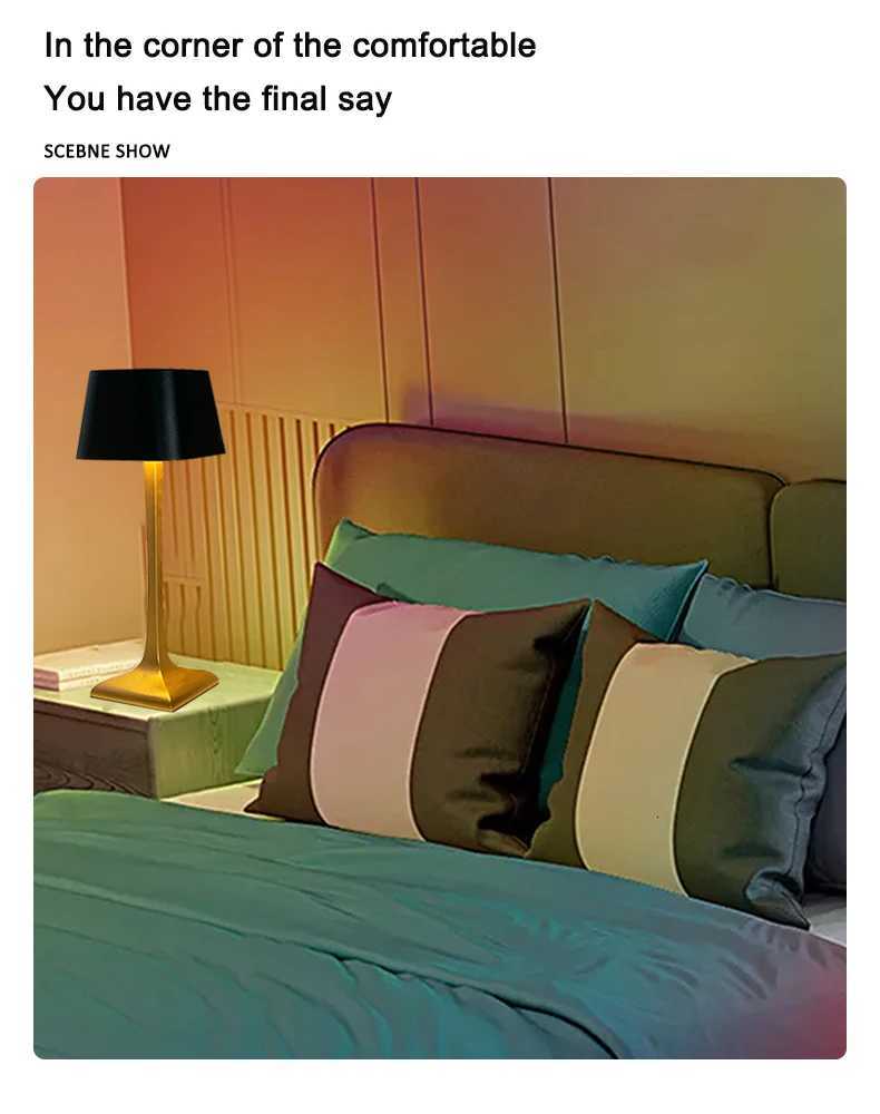 Home and hotel decoration Nordic luxury wireless dimmable portable rechargeable table lamp in gold and black M251128