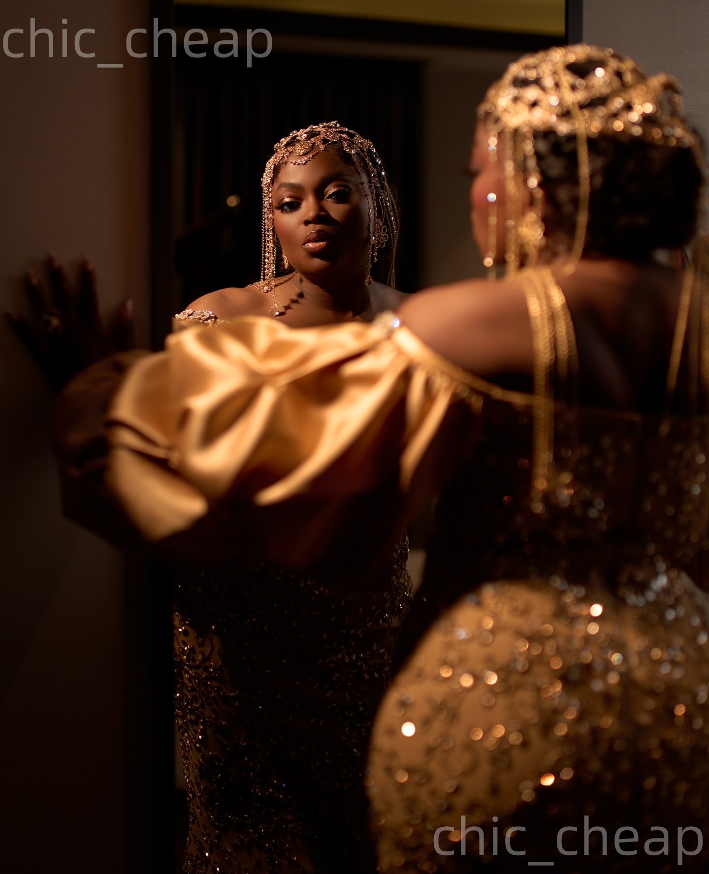 Aso Ebi Gold Mermaid Prom Dresses 2026 Crystals Off Shoulder Sequined Evening Formal Party Second Birthday Engagement Gowns Plus Size Dress For Specia