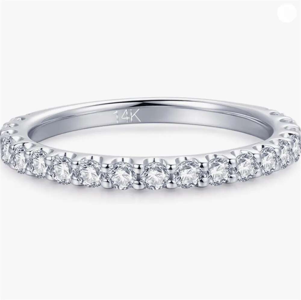 14K Solid Gold Band Rings 2.5mm lab-grown diamond Half Eternity Bands Womens Band Ring custom made platinum wedding ring