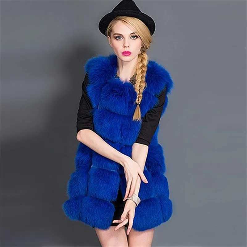 High Quality Fur Vest Coat Luxury Faux Fox Warm Women Coats Vest Winter Fashion Fur Womens Coat Jacket Vest 4XL Fur CoatT251128
