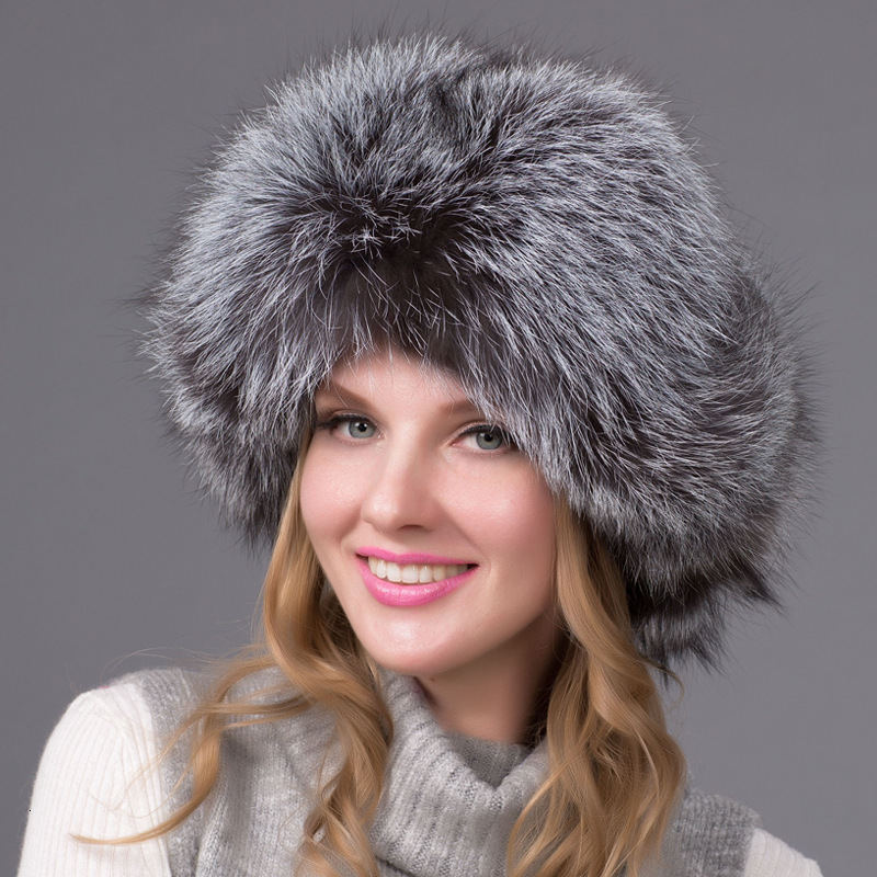 Natural Fox Fur Bomber Hats Winter Warm Women Flurfy Genuine Fox Fur Earfiap Caps Quality Russian Lady Real Fox Fur Hat 240910