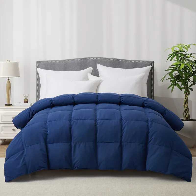 pc Goose Feather Down Comforter Ultra Fluffy Duvet Insert 250GSM All Season Blue Luxury Hotel Bed Comforter With Corner Tabs W251128