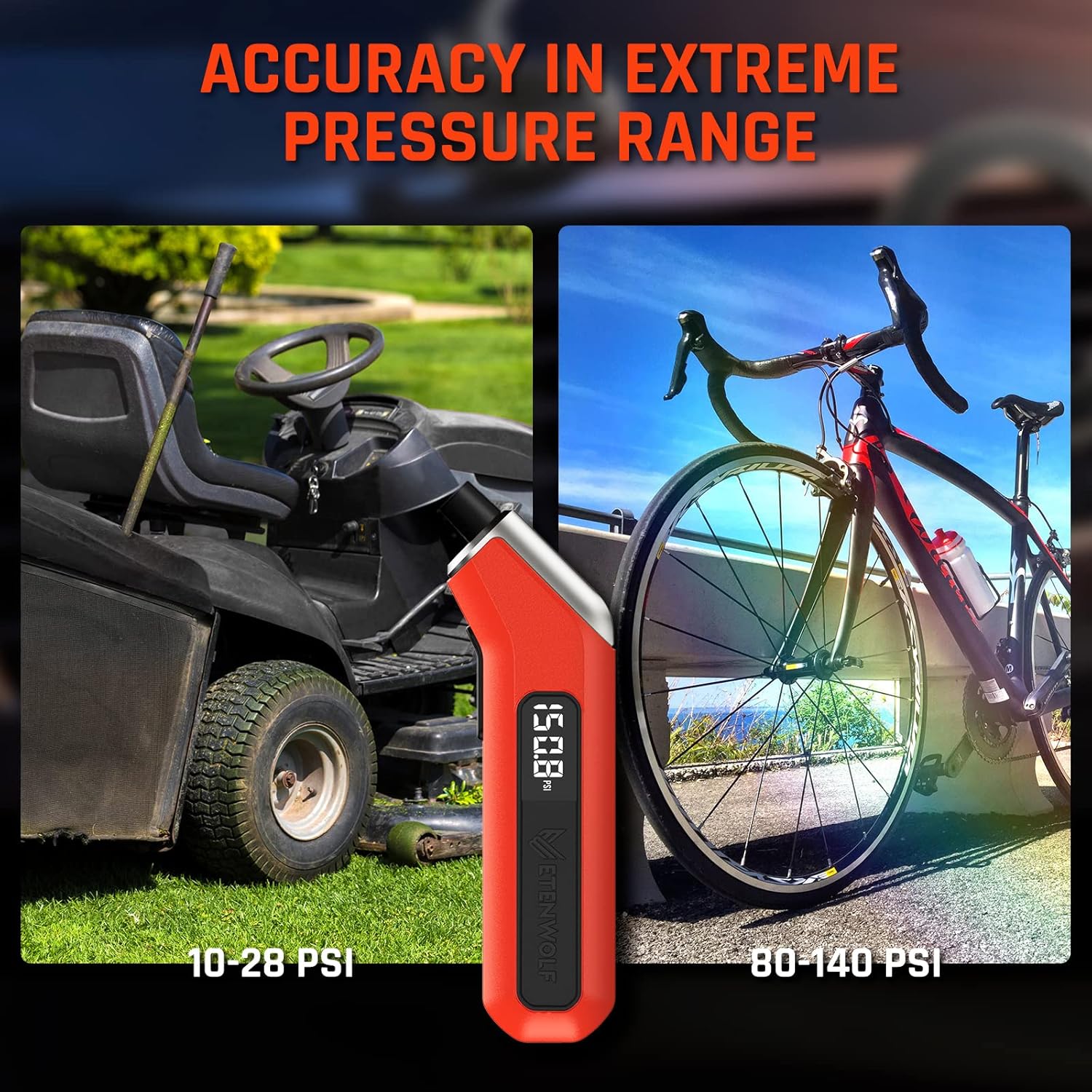 ETENWOLF T300 Plus Tire Pressure Gauge 200 PSI, with Bright LED Display, Tire Gauges for Tire Pressure with Presta Valve Adaptor