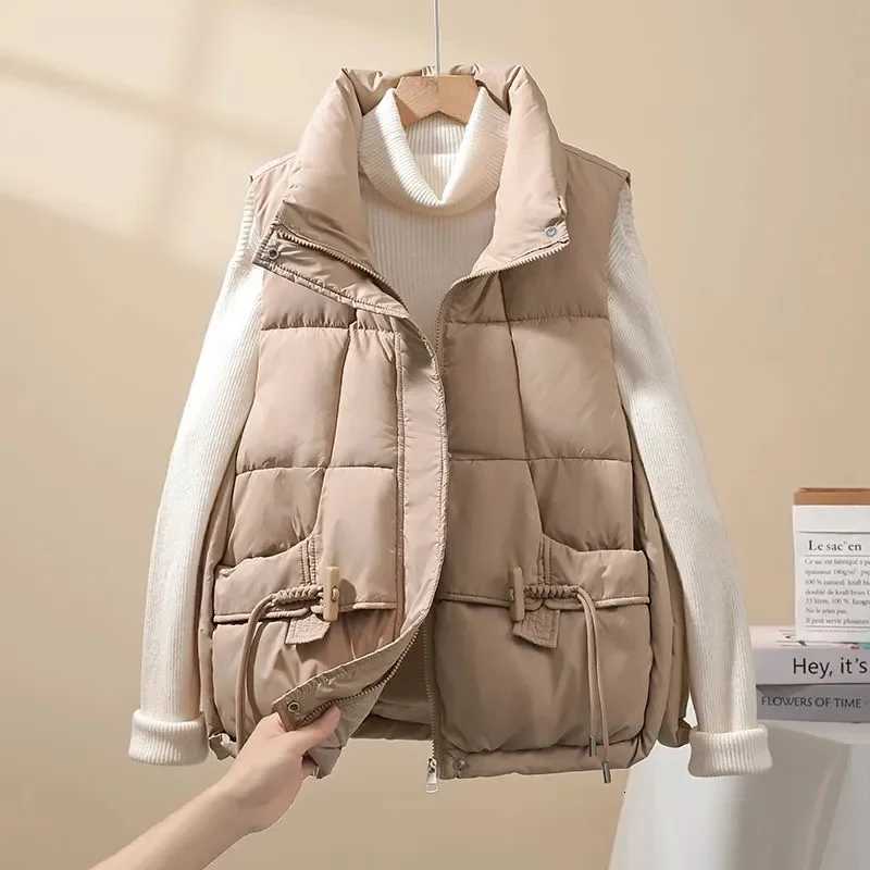 New Vest Jacket Female 2025 Autumn Winter Korean Warm Cotton Padded Sleeveless Coat Women Parkas Thicken Short Waistcoat OutcoatT251128