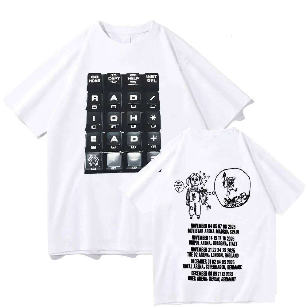 Radiohead 2025 Black Tour T-shirt Fashion Rock Band T Shirts Men Women Cotton Loose Tops Streetwear Summer Short Sleeve Clothes C251128