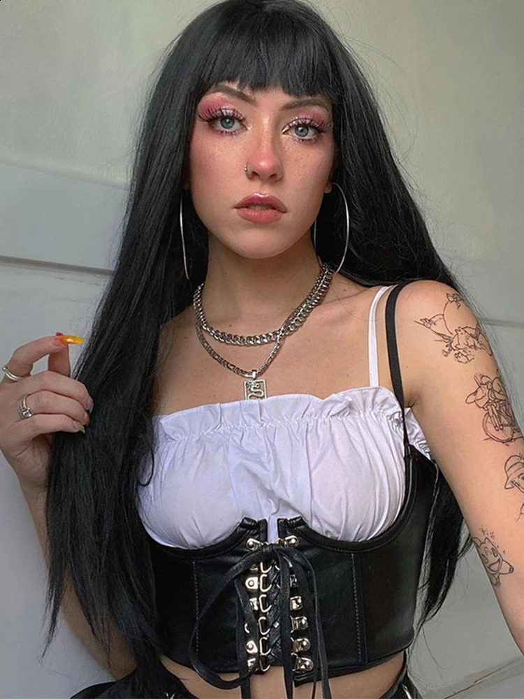 AltGoth Dark casual sexy vest womens animal print body slim crop vest top Gothic punk fashion nightclub tight corset vest women 250422