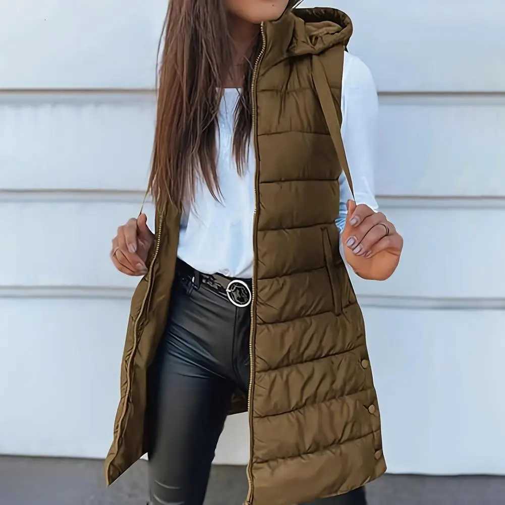 2025 Women Down Vest Womens Puffer Vest Casual Zip Up Quilted Padded Vest Hooded Sleeveless Down Jacket Winter Warm OuterwearT251128