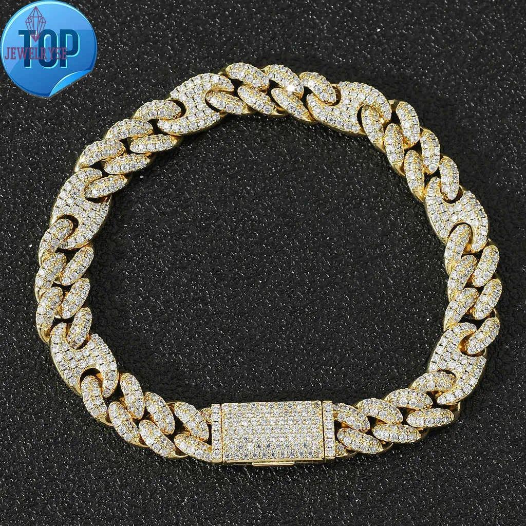 bracelet necklace moissanite Diamond Miami 10mm 15mm Wide Pig Nose Trend Bracelet Micro-inset Zircon Cuban Chain Male and female rapper Hip Hop bracel