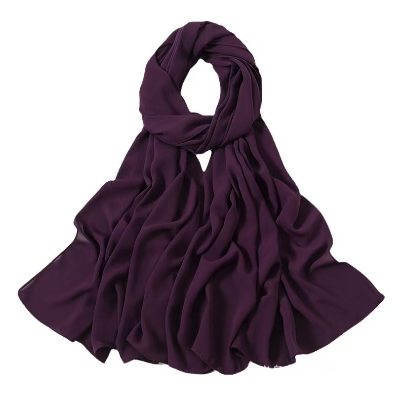 K558 2024 new high-end Malaysian headscarf plain diamond chiffon scarf thickened chiffon scarf shawl
