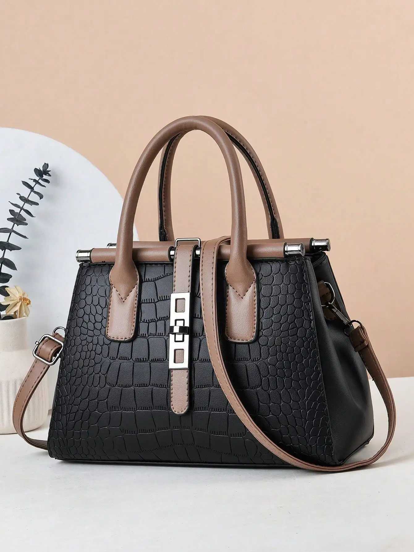 Crocodile pattern womens bag elegant and fashionable shoulder bag large capacity casual simple handbag K251128
