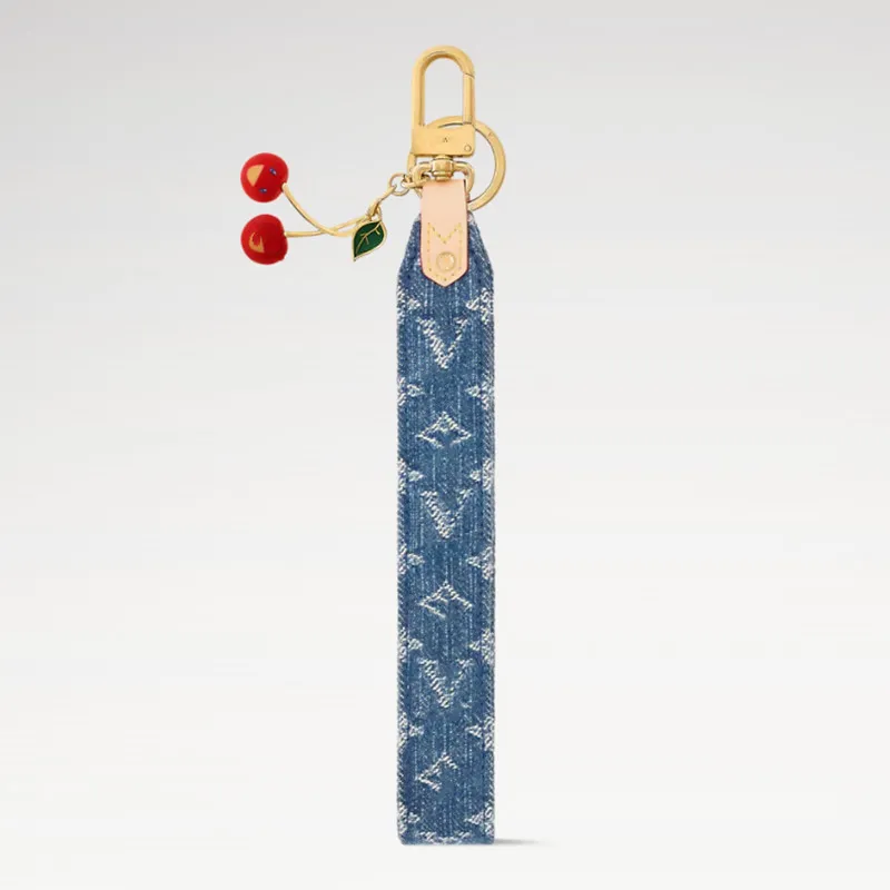 Keychains Lanyards Designer keychain Denim fabric cherry keychain Fashionable classic exquisite cute Women bag charm pendant high quality luxurious gift
