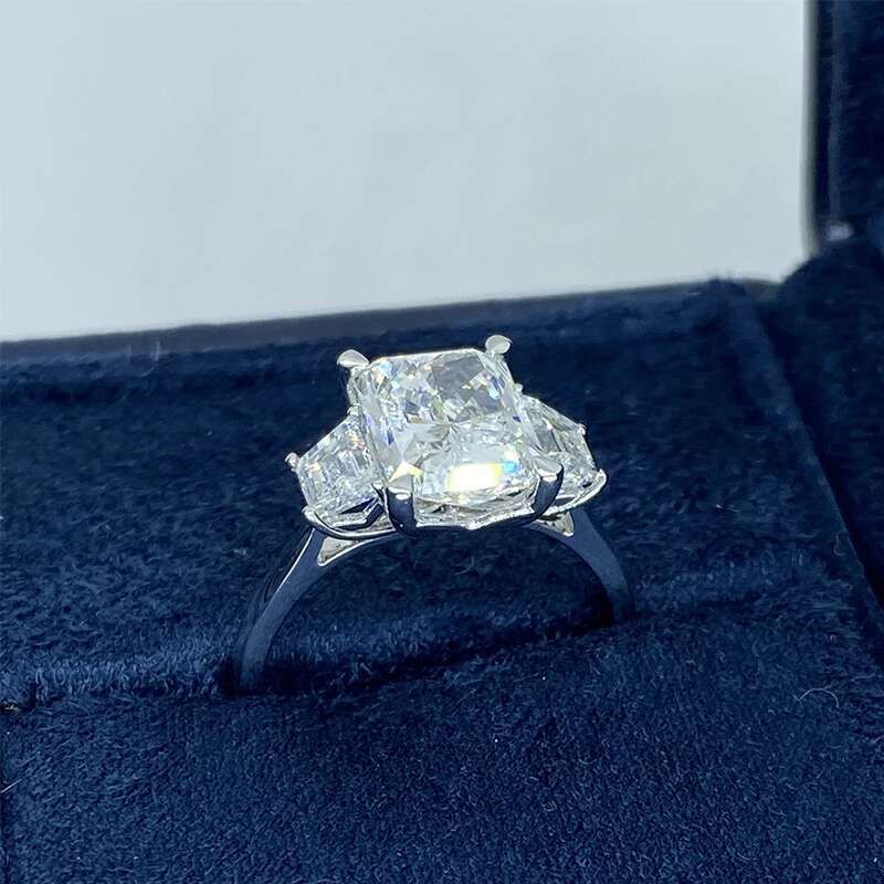 IGI Certificate Lab Grown Diamond Wedding Ring Radiant 14K White Gold 2Ct CVD HPHT Diamond DEF Color VS-VVS