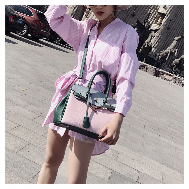 Designer 2025S new bags lychee pattern fashion handbag large shoulder bride Kelly women bag