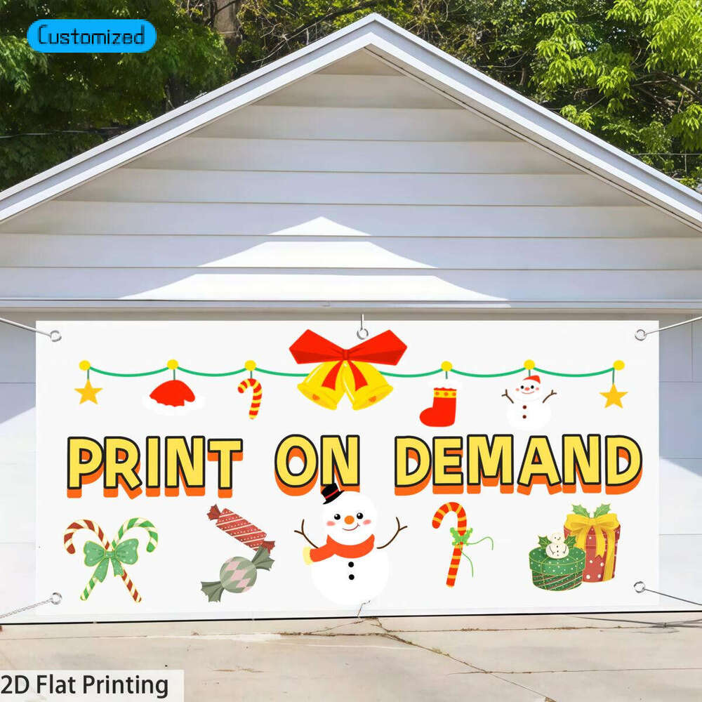 POD Custom Christmas Garage Banner - Create a Festive Atmosphere!