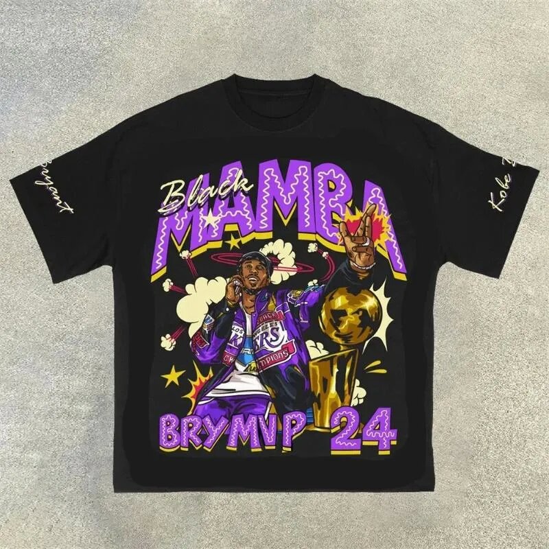 Y2K T Shirt Mens Hip Hop Graphic Print NO.24 Championship Casual Basketball Short Sleeved T-shirt 2025 New Gothic Oversized Tops