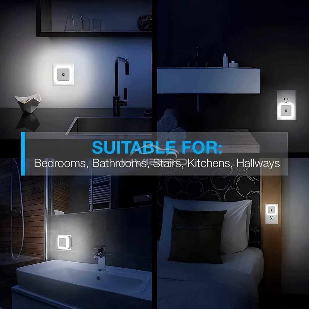 Wireless Sensor LED Night Light EU Plug Mini Square Nights Lights For Baby Children Living Room Bedroom Corridor Lighting Lamp M251128