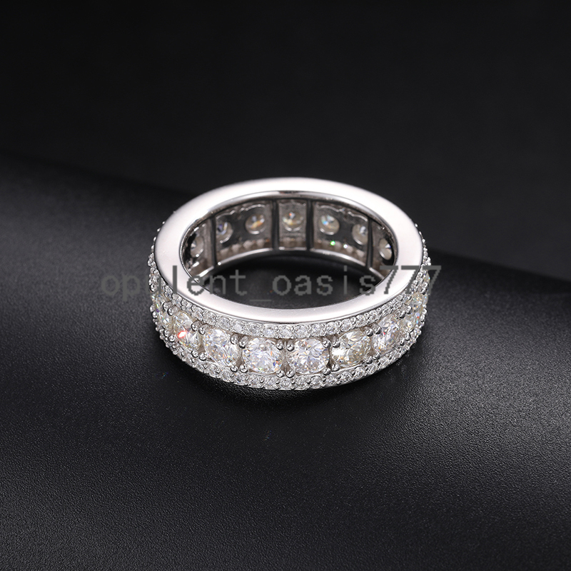 Fine Jewelry Wedding Engagement Ring 925 Sterling Silver VVS D Color Moissanite Diamond Men 18K Gold Eternity Band Rings