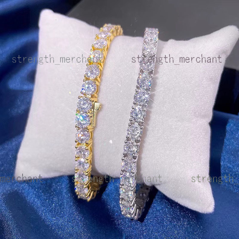 Fashion Jewelry Moissanite Cuban Link Bracelet Chain 5mm S925 Silver Iced Out Diamond Women Tennis Bracelet