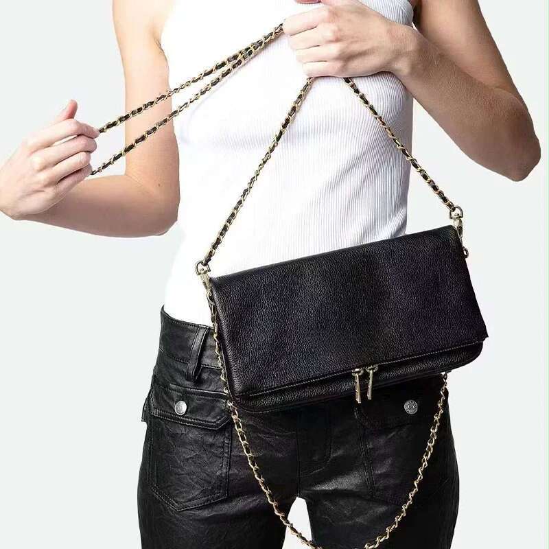 Spring 2025 New Fashion Briefcase Large Capacity Ladies Retro Crossbody Design Casual Chain Envelope Shoulder Bag