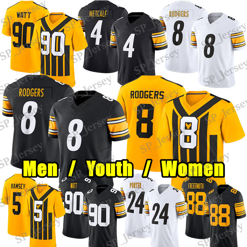 #4 DK Metcalf Football Jersey #8 Aaron Rodgers TJ Watt Joey Porter Jr Zach Frazier Chris Boswell Patrick Queen Jalen Ramsey Johnson Troy Polamalu Derrick Harmon jerseys