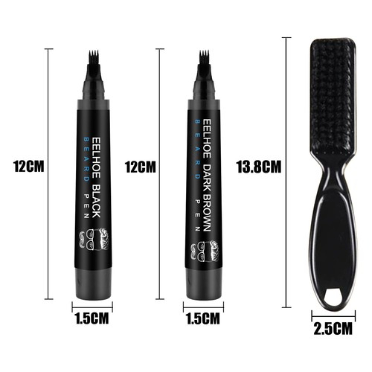 EELHOE Beard Filling Pen Kit for Men Professional Shaping Pen with Brush Waterproof Oil Wax Base Easy Application Daily Use Father's Day Birthday