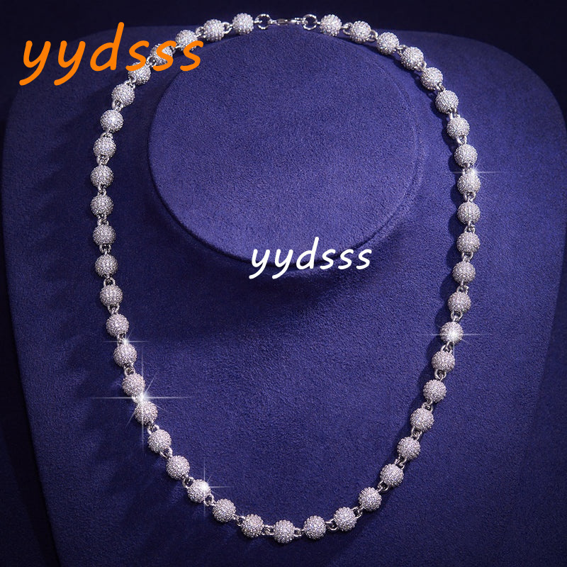 New Style Hip Hop Rapper Jewelry Bling Sterling Silver 8mm Moissanite Iced Out Ball Chain