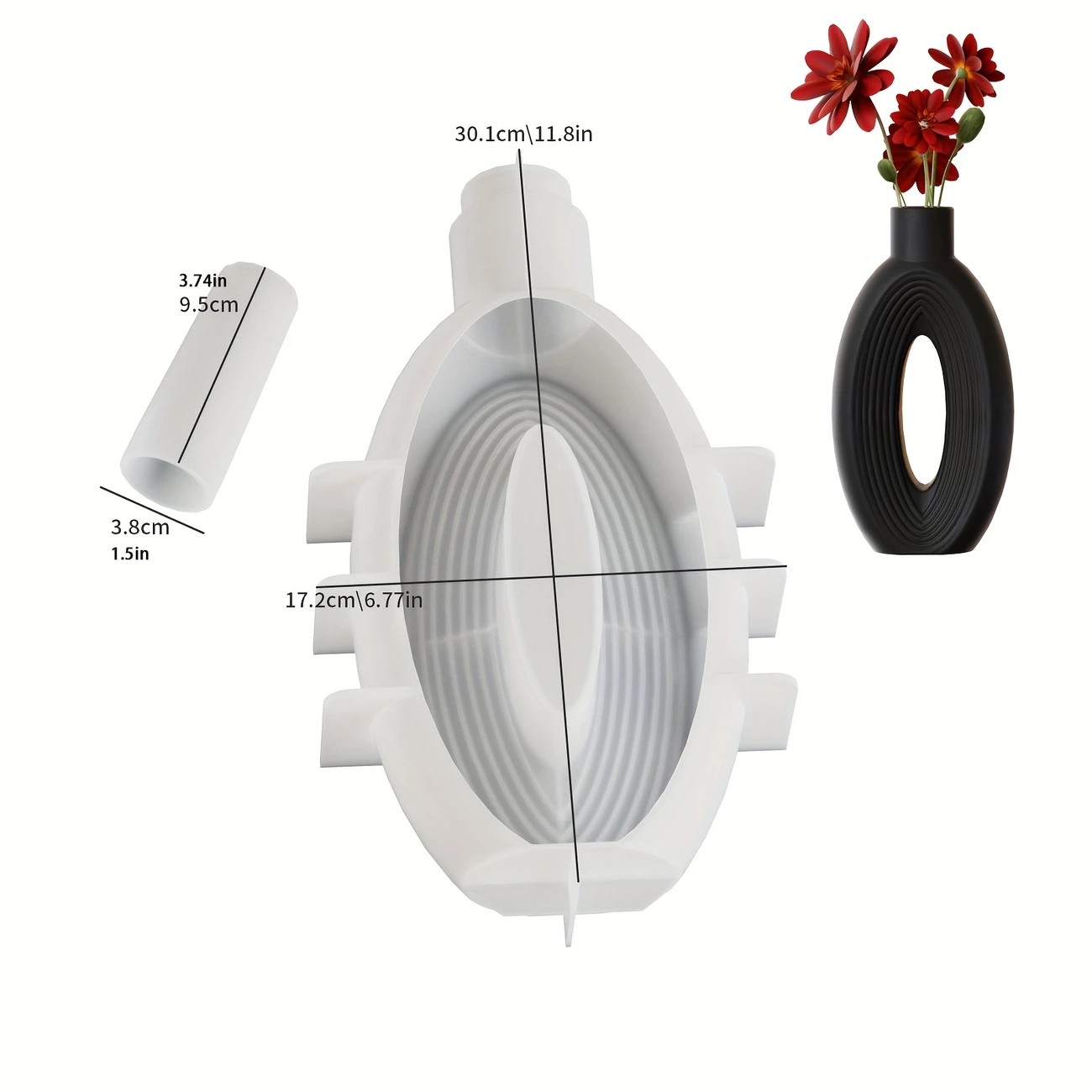 Nordic-Inspired European Style Oval Silicone Mold for Handmade Decorative Gypsum Vases