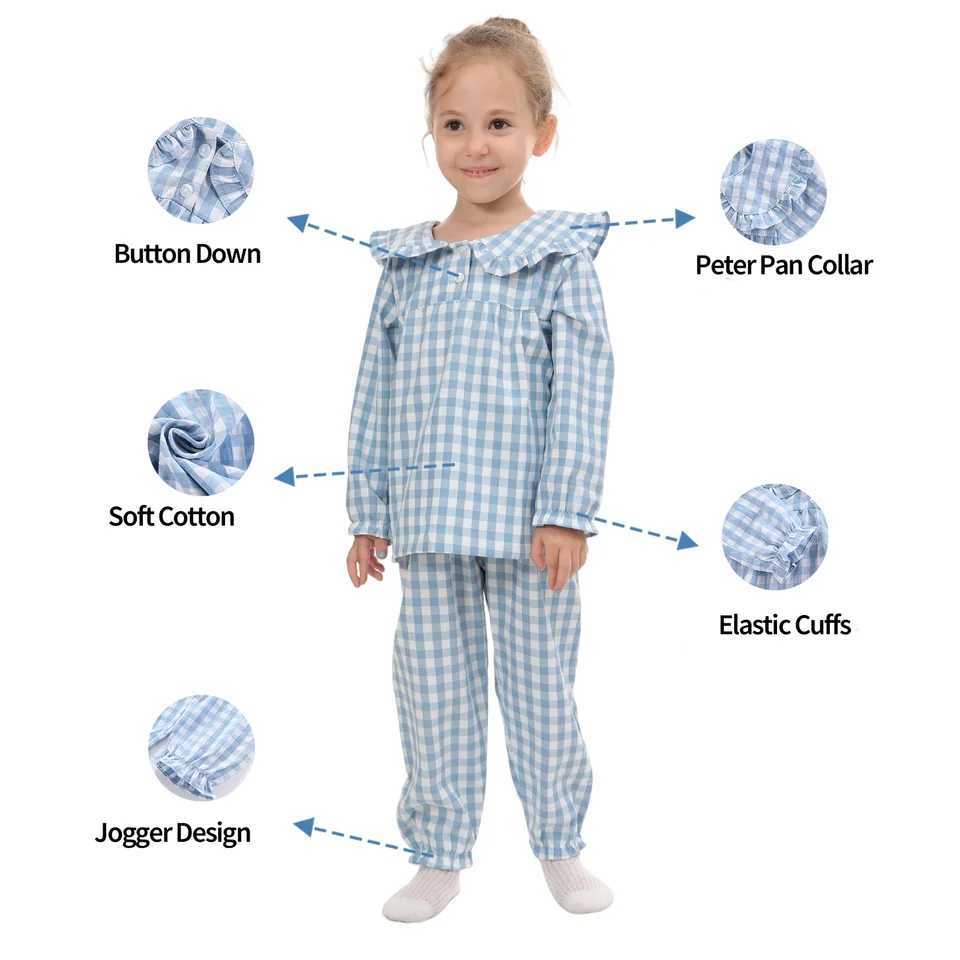 Mudkingdom Girls Pajama Set Peter Pan Collar Cute Plaid Girl Pajamas Suit Homewear Toddler Pajamas Girls Jammies Sleepwear L251128