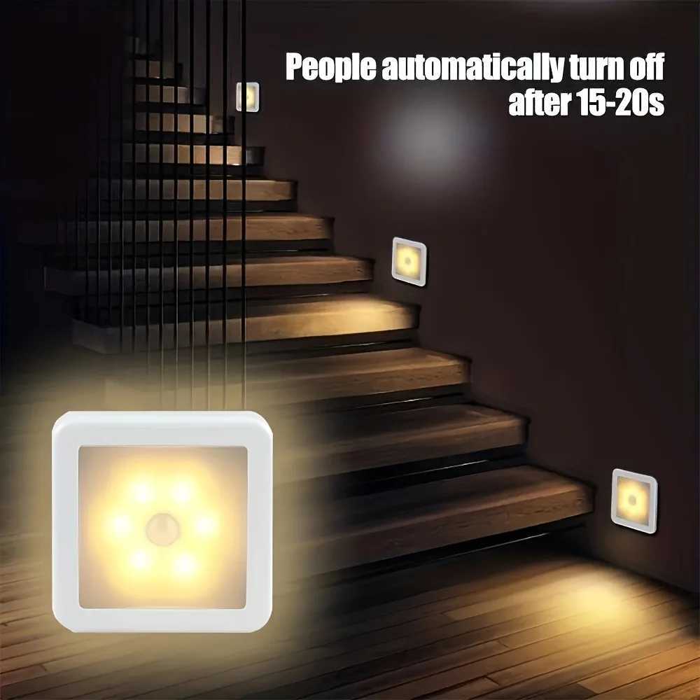 1pc Smart LED Night Light with Motion Sensor - Battery-Powered Warm White Light Indoor Wall-Mounted for Bedroom Corridor M251128