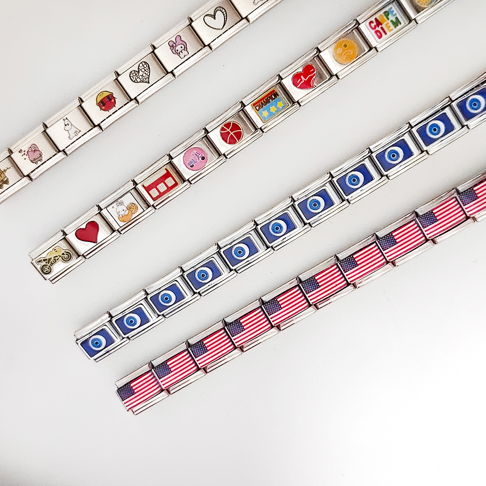 Italian module titanium steel DIY pattern free splicing detachable bracelet strap niche