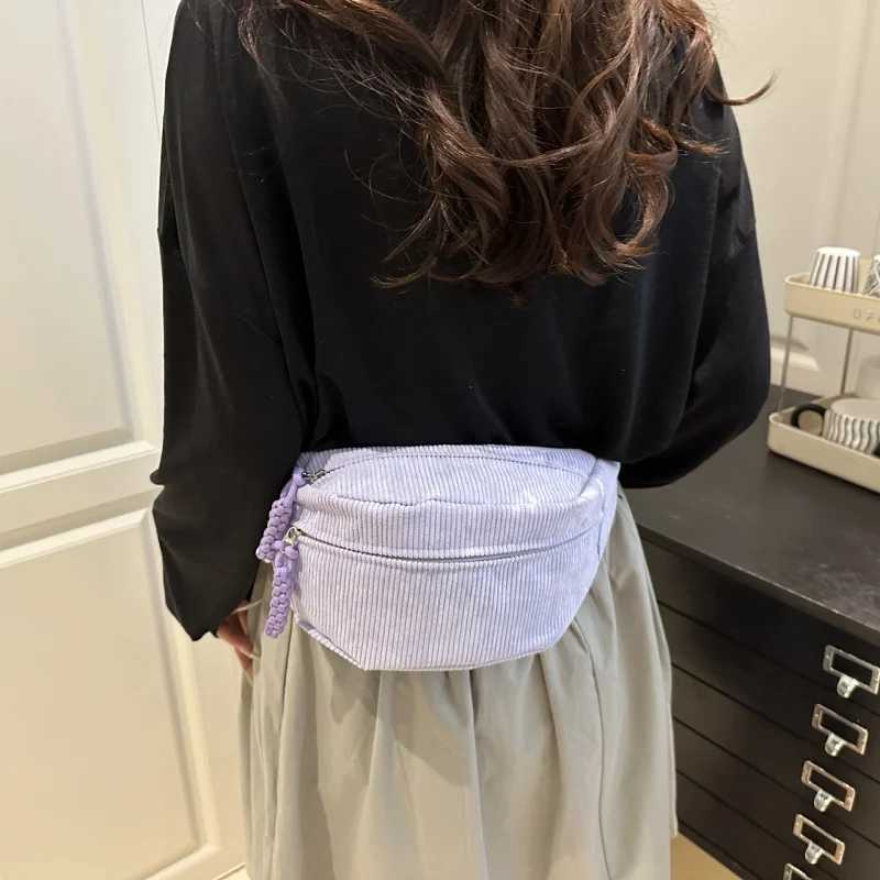 Women Waist Pack Large Capacity Corduroy Fanny Pack Street Style Chest Bag Fashion Shoulder Crossbody Bags Casual Waist Belt BagT251128
