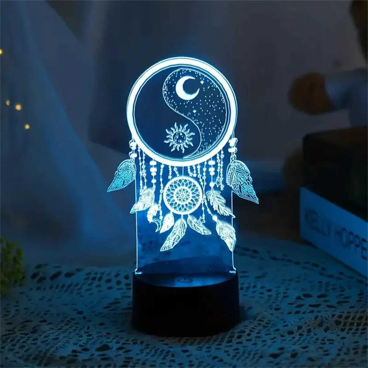 1pc Dream catcher 3D Night Light 3D Optical Illusion Lamp With Touch 7-Color Changing Ambient Light For Bedroom M251128