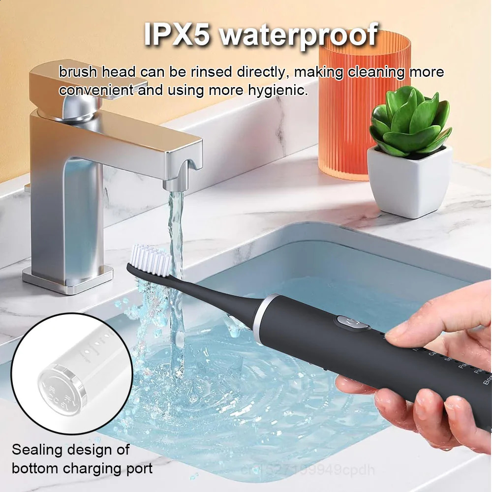 Electric Toothbrush Rechargeable Sonic Toothbrush High Vibration Dental Tooth Whitening Cleaner Electric Brushes for Teeth 250428