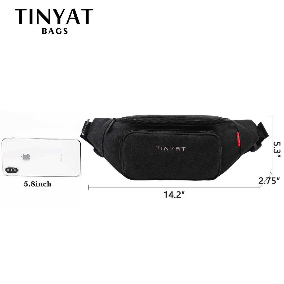 TINYAT Mens Waist Pack Bag Casual Man Canvas Shoulder Fanny Packs Women Belt Bag Pouch For Money Phone Banana Bum Gym BagT251128