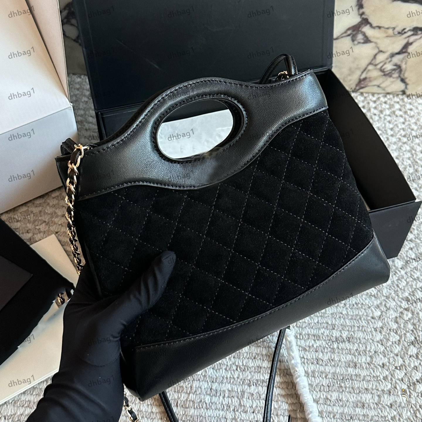 31Bag Luxury Handbag Designer Ladys Shoulder Bag Suede Lambskin Two Tone Color Gold Metal Buckle Matelasse Chain Luxury Handbag Crossbody Cosmetic Sacoche 23cm