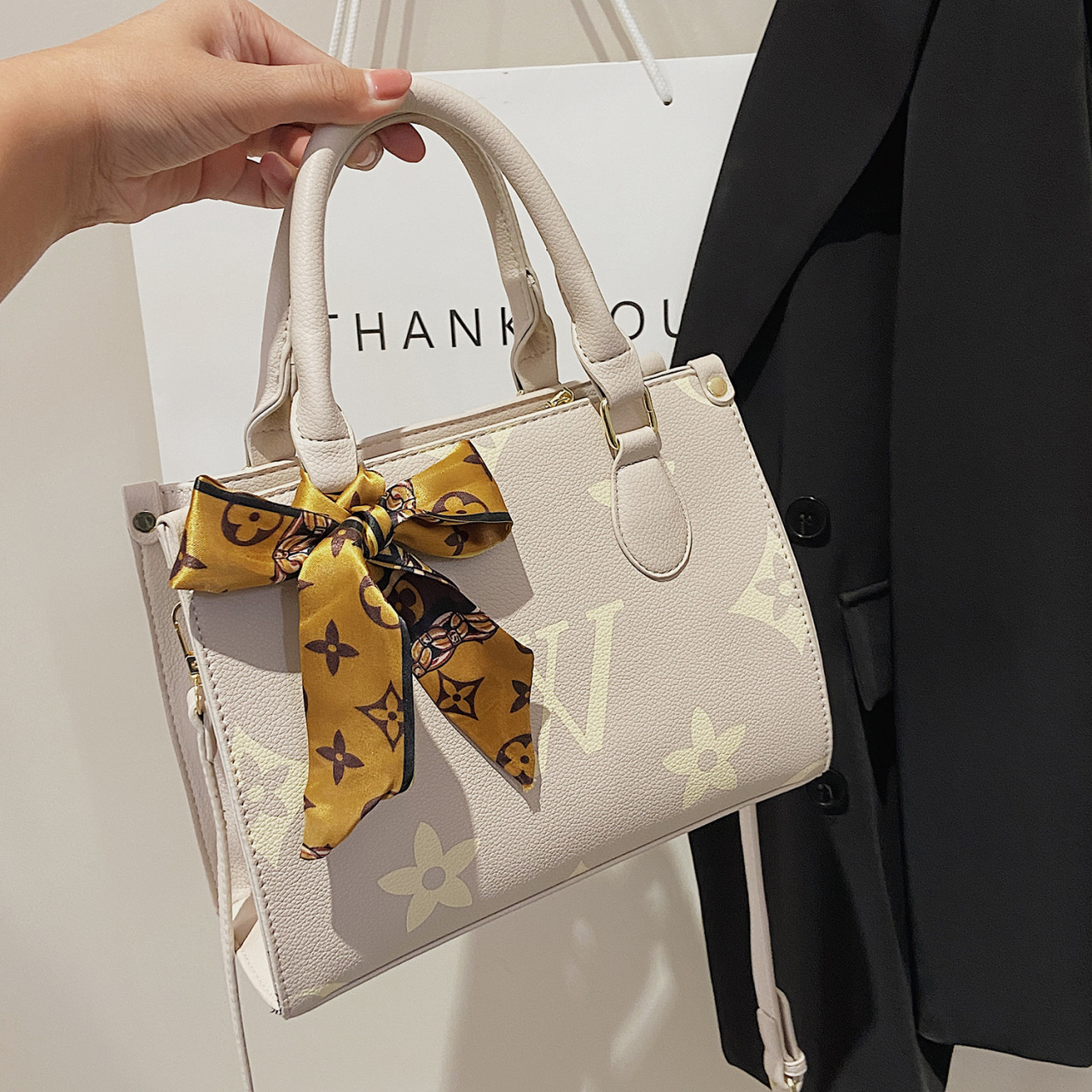 2025 Trendy Women's Handbag Set: Versatile Bow-Tie Tote + Crossbody Purse with Letter Accent | Premium Soft PU Leather & Free Worldwide Delivery