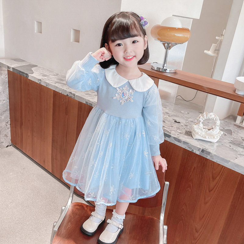 Disney baby designer clothing princess dress birthday outfit dress girls dress dress infant clothes princess Elsa dress children's net dress comf