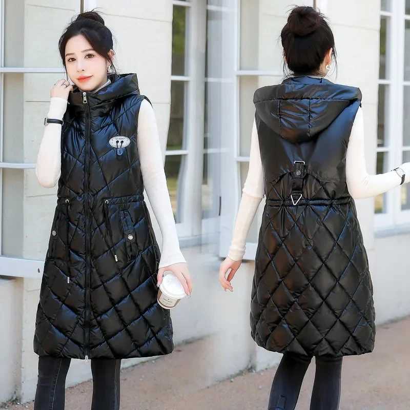 Autumn Winter Women Sleeveless Waistcoat Warm Puffer Jacket Ultra Light Mid Long Down Cotton Vest New Female Outwear Casual TopsT251128