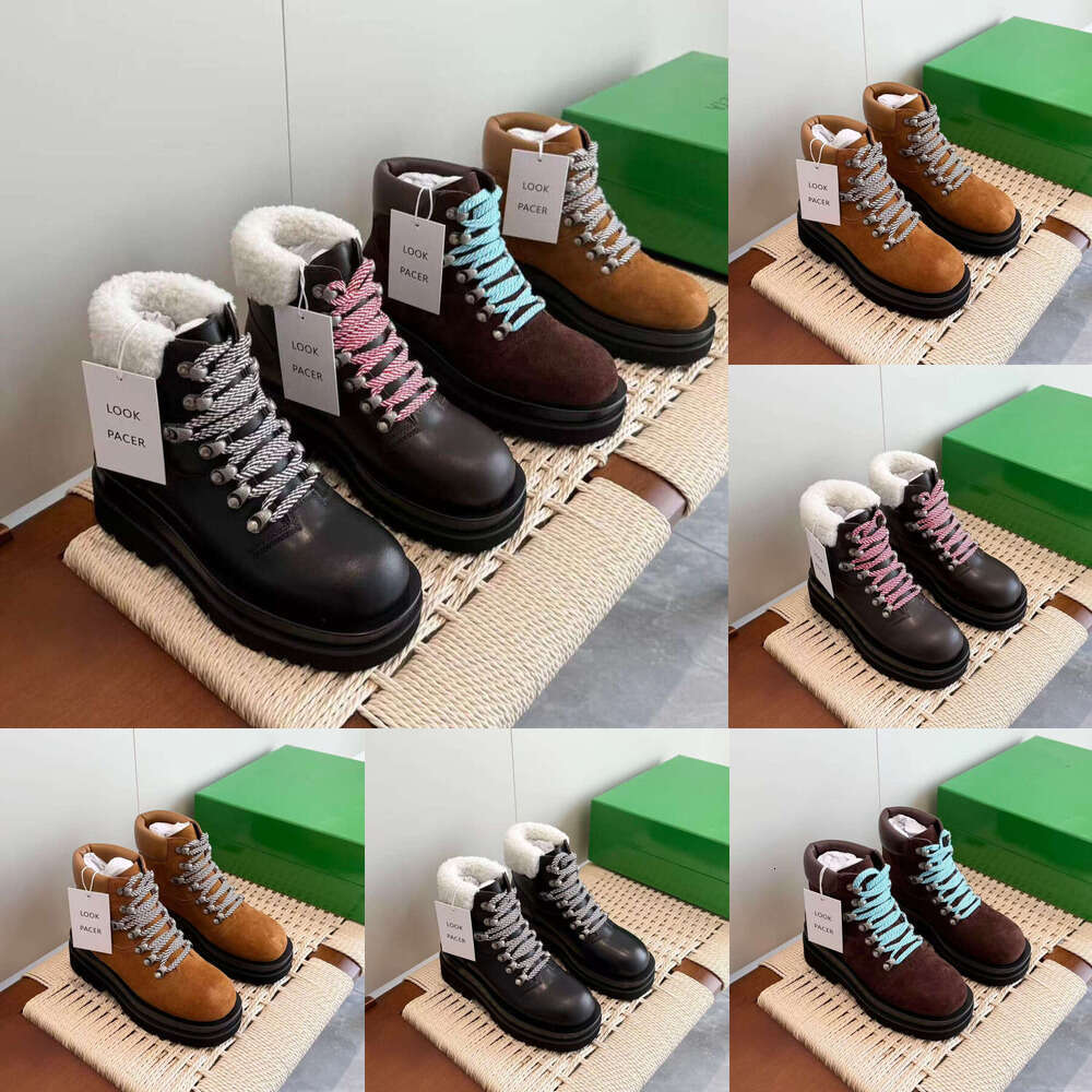 designer shoe snow boot Casual boots knight boots Martin boots hike shoe autumn winter Womens Lug Ankle Boot Caramel Lace up Hiking Boots suede flat platform boot